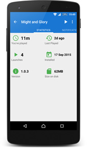 Game Organizer screenshot — play statistics